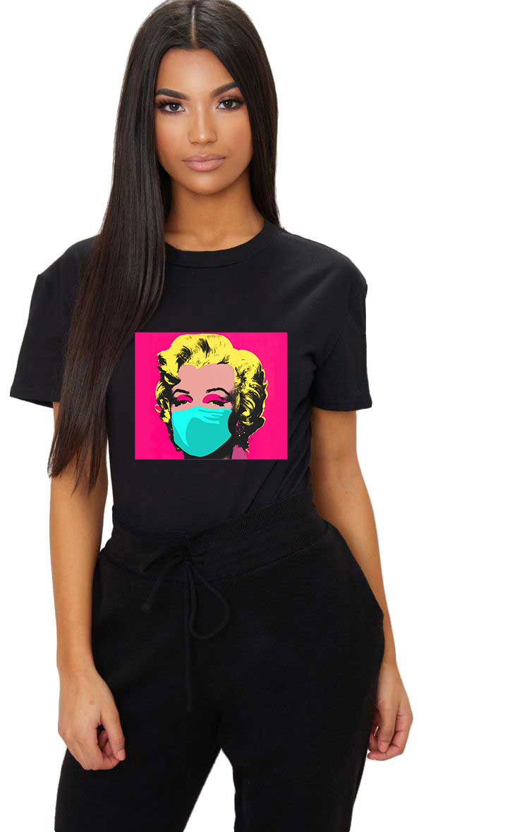 Tricou dama negru - Marilyn Monroe in Pandemie - CATEGORIE